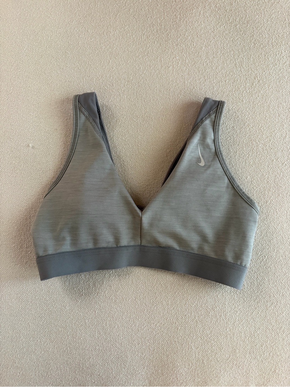 Nike Gray V-Neck Light Support Sports Bra